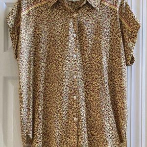 Max Studio Yellow Floral Blouse Size XL